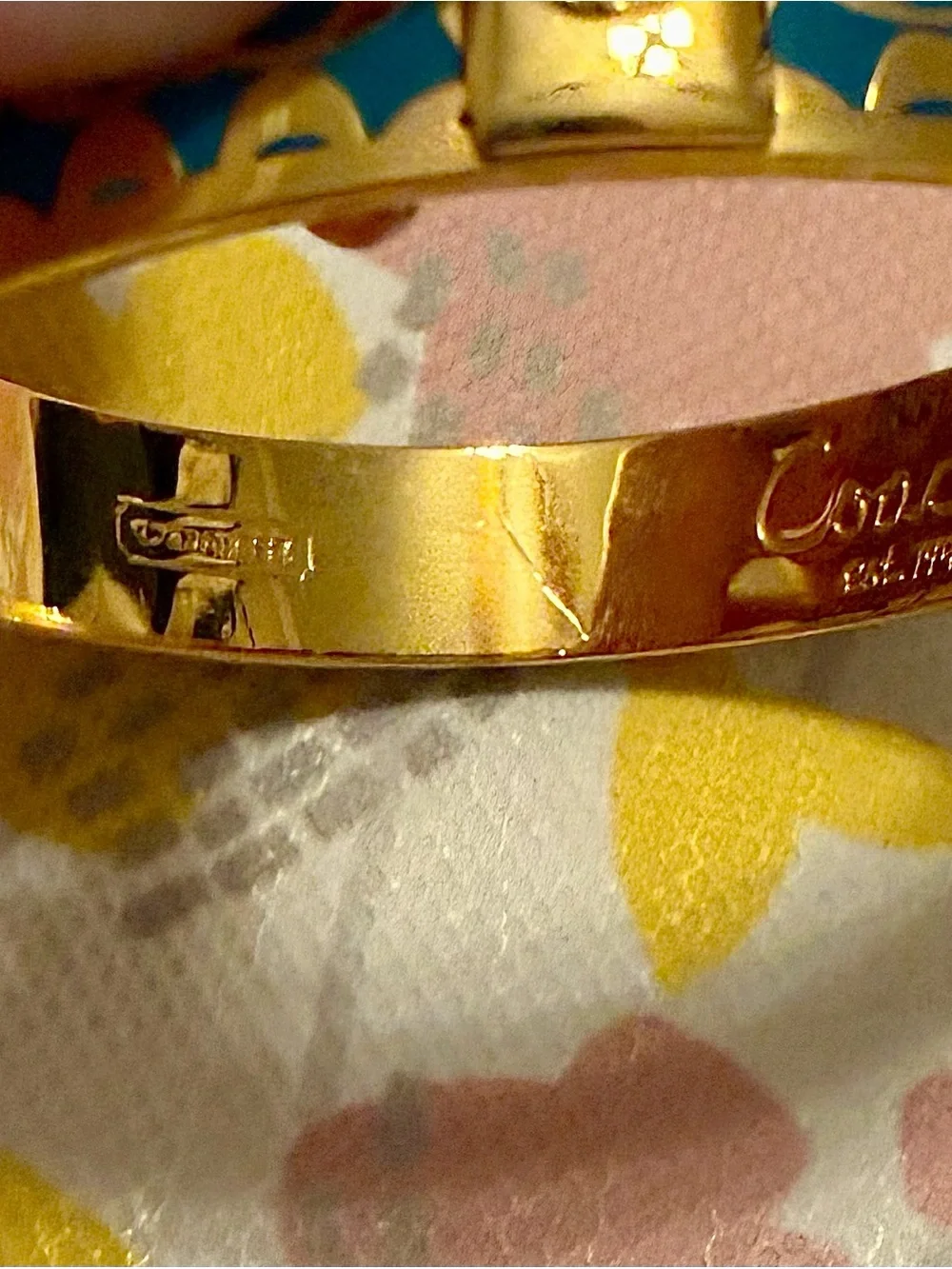 COACH Teal Blue & Golden Logo Slip On Bangle